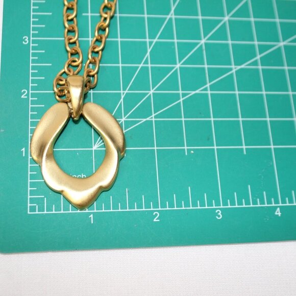 Express Frosted Gold Long Chain Necklace with Flora Design Pendant - Picture 7 of 14